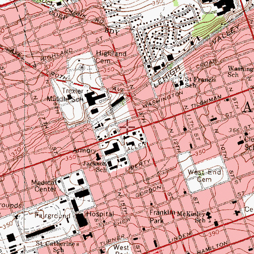 Topographic Map of Allentown, PA