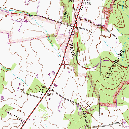 Topographic Map of Battlefield Heliport, PA