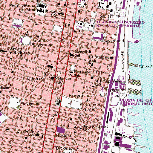 Topographic Map of Federal Reserve Bank Heliport, PA