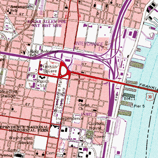 Topographic Map of Copter PNB Philadelphia Airport (historical), PA