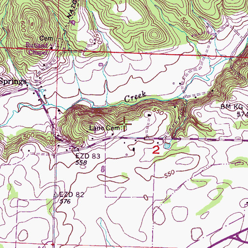 Topographic Map of Lane Cemetery, AL