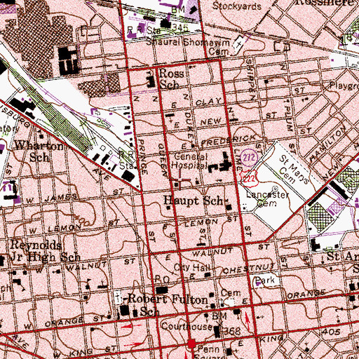 Topographic Map of Lancaster General Hospital Heliport, PA