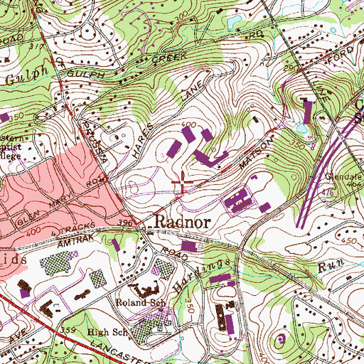 Topographic Map of Sun Company-Radnor Heliport, PA