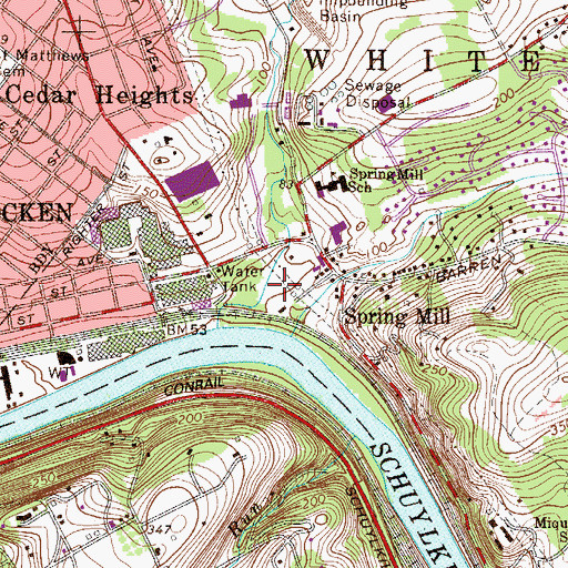 Topographic Map of PQ-Lafayette Hill Heliport, PA