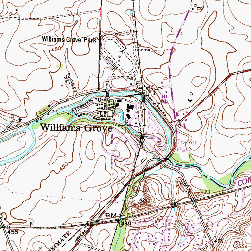 Topographic Map of Williams Grove Heliport, PA