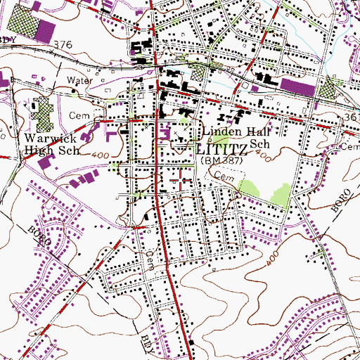 Topographic Map of Warner-Lambert Heliport, PA