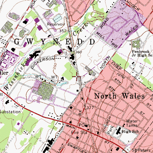 Topographic Map of Leeds and Northrup Company Heliport, PA