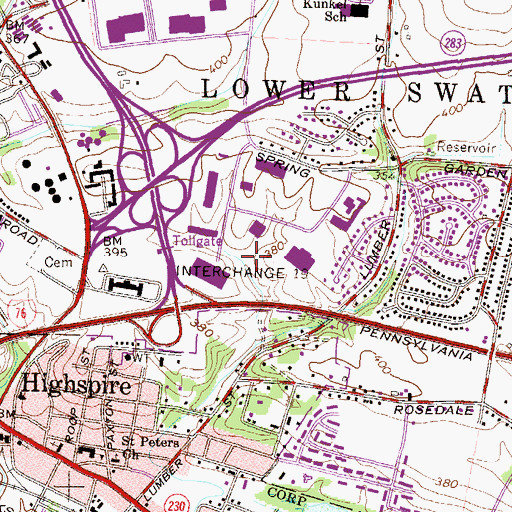 Topographic Map of Turnpike Number One Heliport, PA