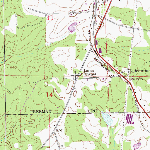 Topographic Map of Lanes Chapel, AL