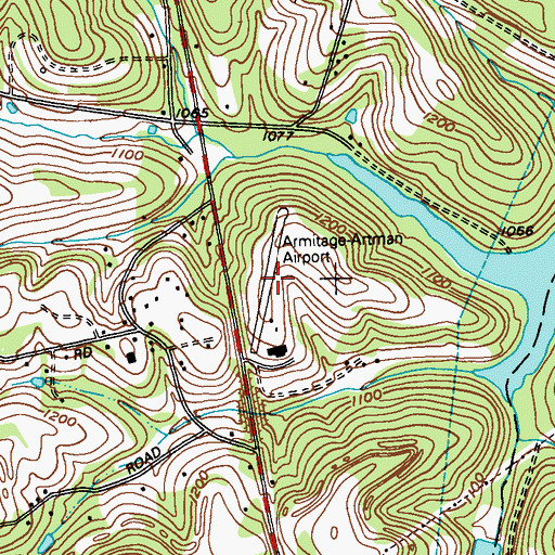 Topographic Map of Armitage and Artman Delmont Airport (historical), PA