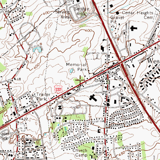 Topographic Map of HGF Airport, PA