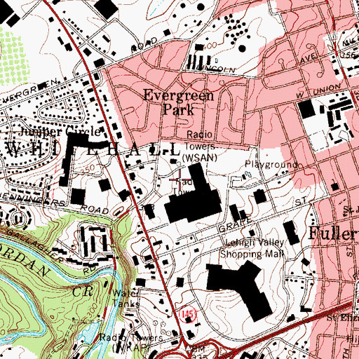 Topographic Map of WSAN Heliport, PA