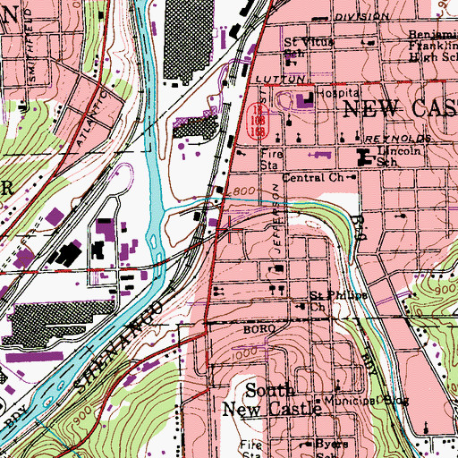 Topographic Map of Saint Francis Hospital Heliport, PA