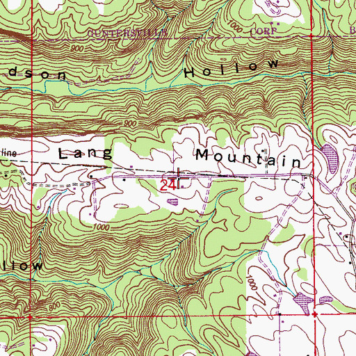 Topographic Map of Lang Mountain, AL
