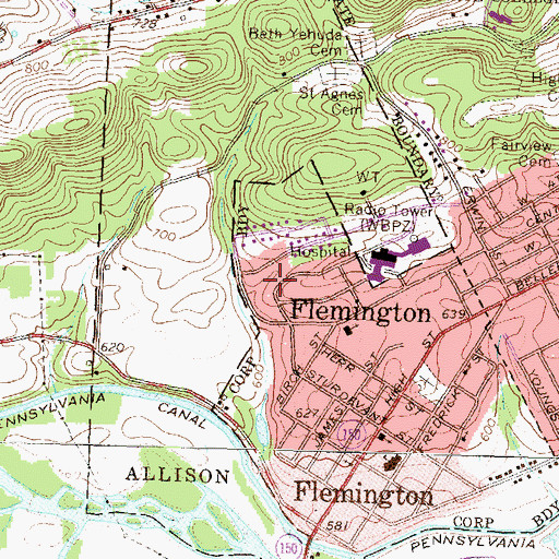 Topographic Map of Lock Haven Hospital Heliport, PA