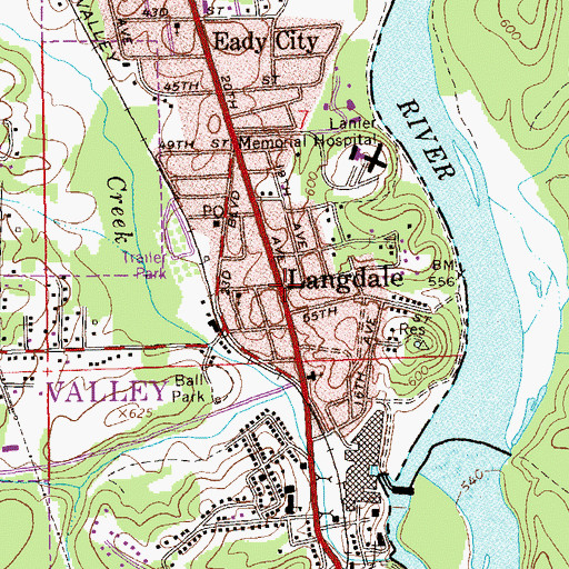 Topographic Map of Langdale, AL