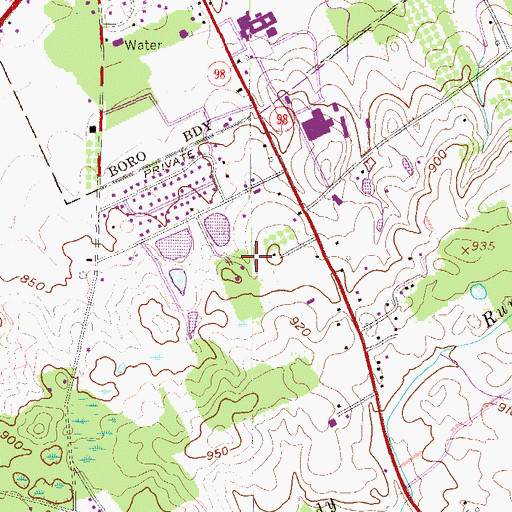 Topographic Map of Melody Lane Heliport, PA