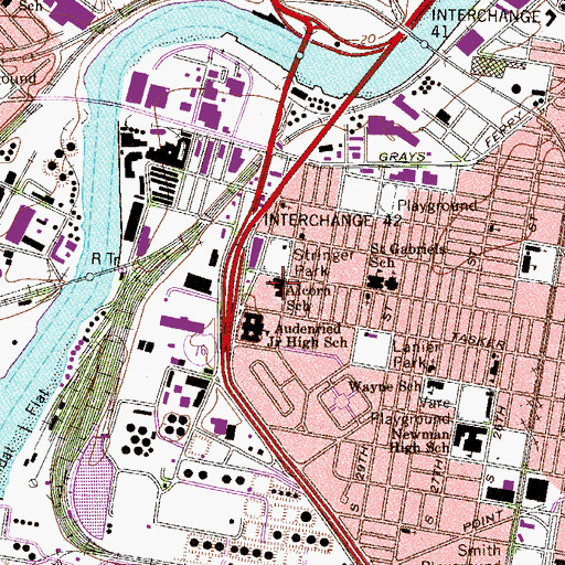 Topographic Map of Alcorn Elementary School, PA