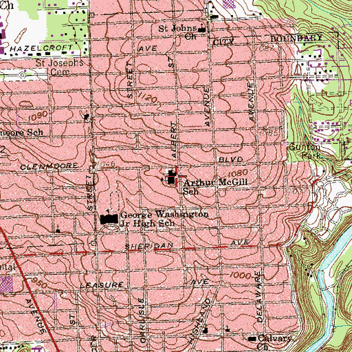 Topographic Map of Arthur McGill Elementary School, PA