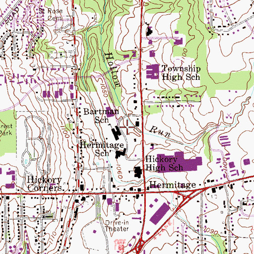 Topographic Map of Bartman Elementary School, PA