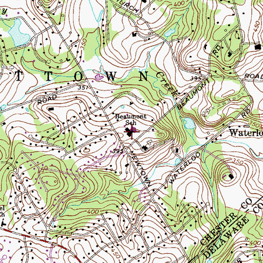 Topographic Map of Beaumont Elementary School, PA