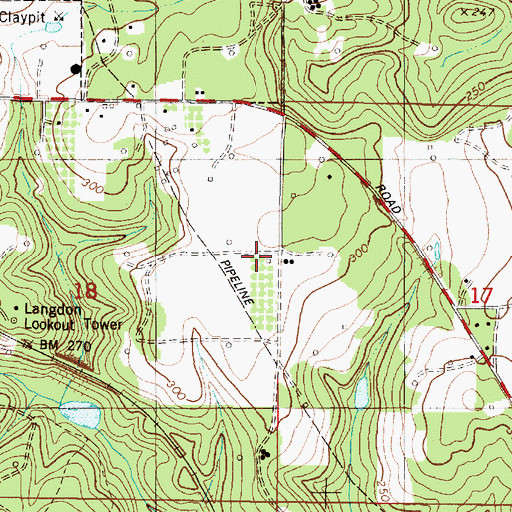 Topographic Map of Langdon Church, AL