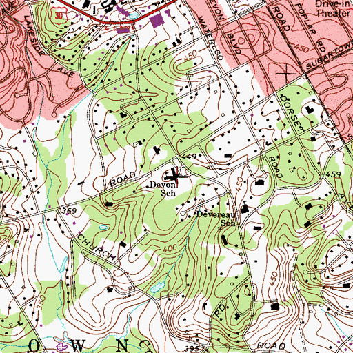Topographic Map of Devon Elementary School, PA