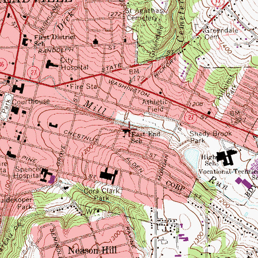 Topographic Map of East End Elementary School, PA