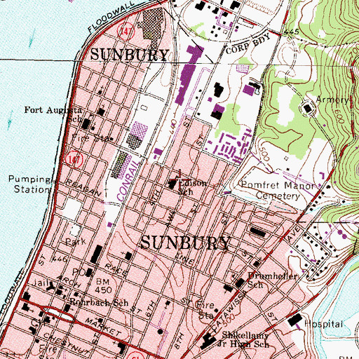 Topographic Map of Edison Elementary School, PA