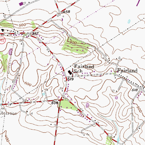 Topographic Map of Fairland Elementary School, PA