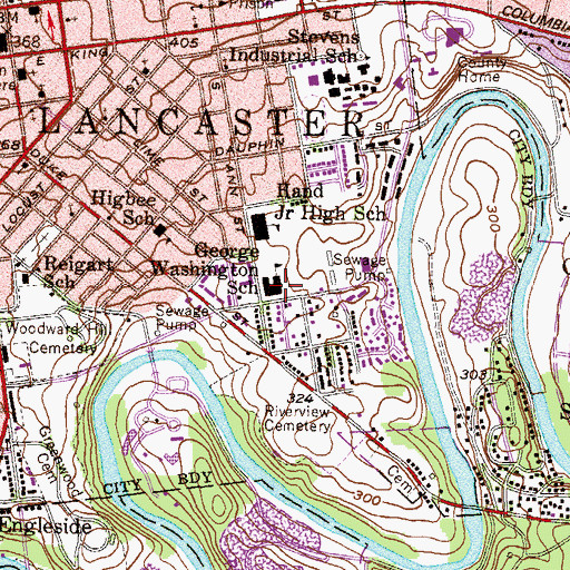 Topographic Map of George Washington Elementary School, PA