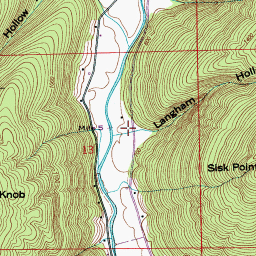Topographic Map of Langham Hollow, AL