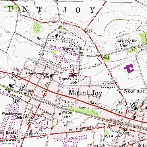 Topographic Map of Grandview Elementary School, PA