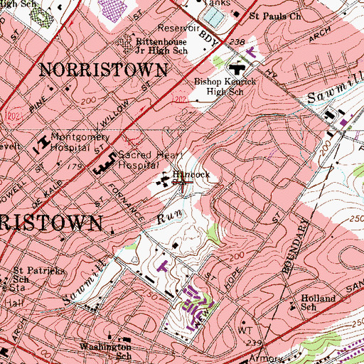 Topographic Map of Hancock Elementary School, PA