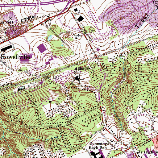 Topographic Map of Hillside Elementary School, PA