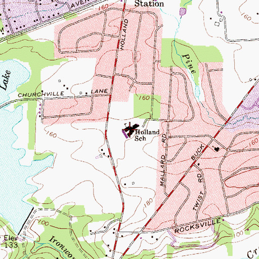 Topographic Map of Holland Elementary School, PA