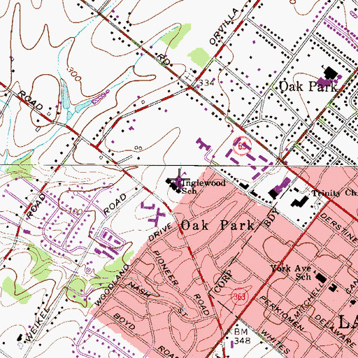 Topographic Map of Inglewood Elementary School, PA