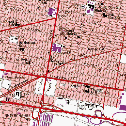 Topographic Map of Jenks Elementary School, PA