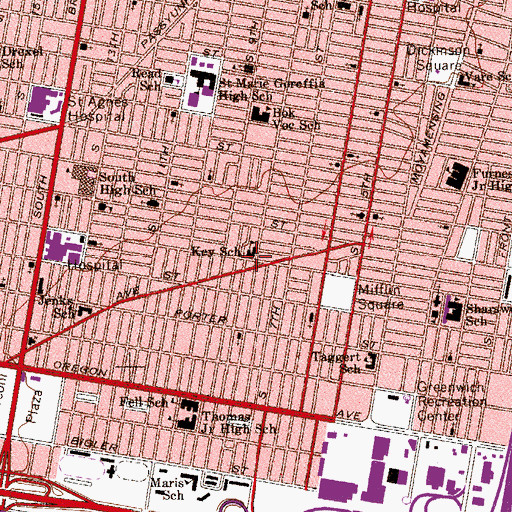 Topographic Map of Key Elementary School, PA