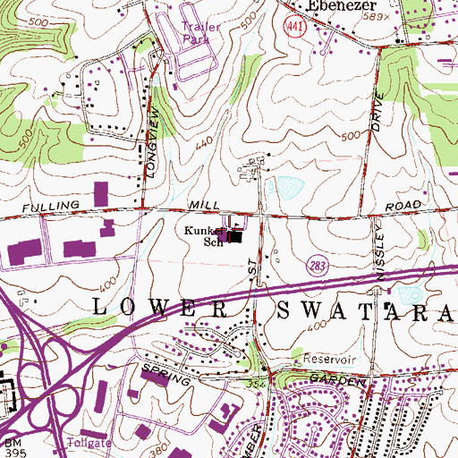 Topographic Map of John C Kunkel Elementary School, PA