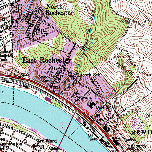 Topographic Map of Lacock School, PA