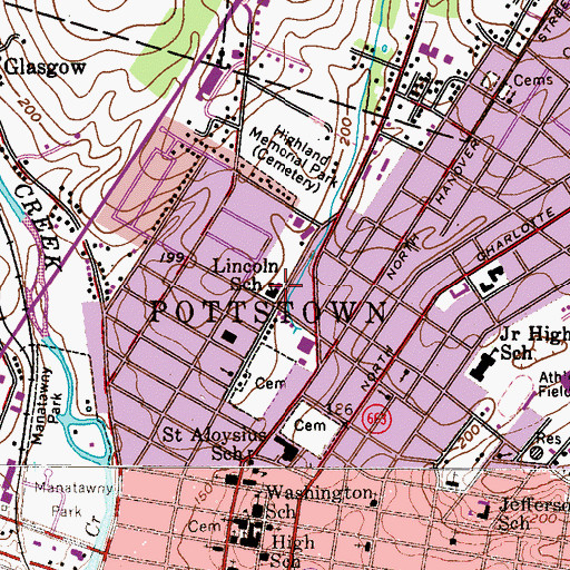 Topographic Map of Lincoln Elementary School, PA