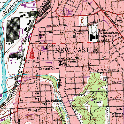 Topographic Map of Lincoln Garfield Elementary School, PA