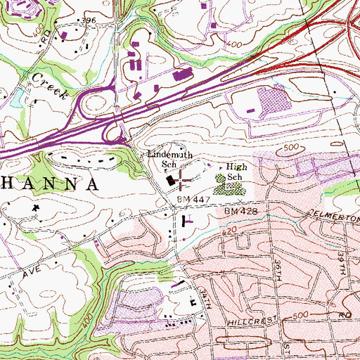 Topographic Map of Sara Lindemuth Elementary School, PA