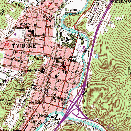 Topographic Map of Logan Elementary School, PA