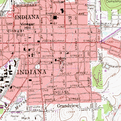 Topographic Map of Horace Mann Elementary School, PA