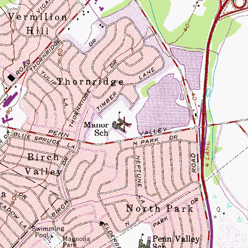 Topographic Map of Manor Elementary School, PA