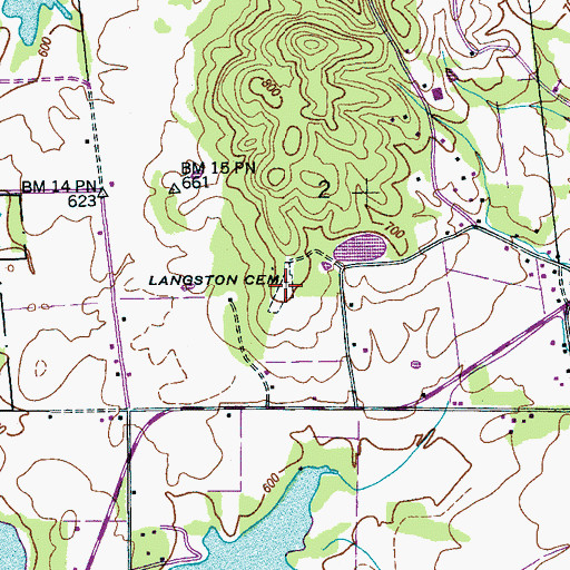 Topographic Map of Langston Cemetery, AL