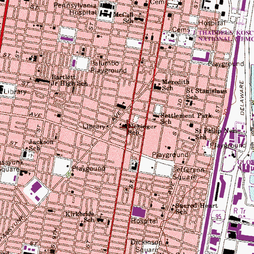 Topographic Map of Nebinger Elementary School, PA