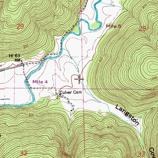 Topographic Map of Langston Cove, AL